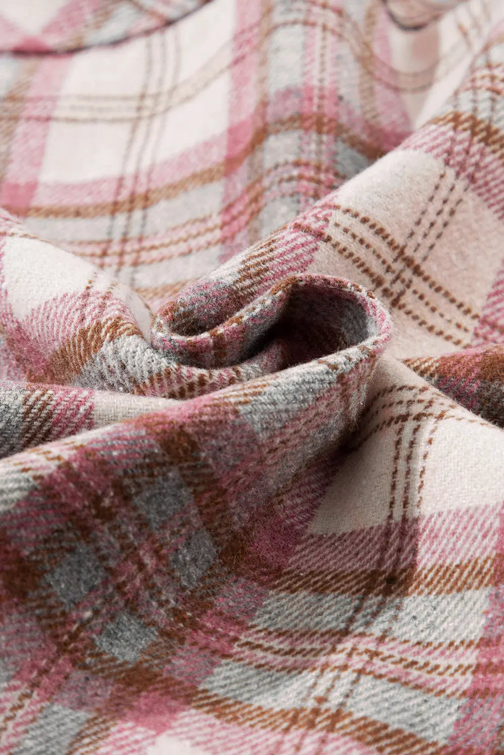 Multicolour Plaid Flap Pocket Hooded Raw Hem Jacket eAura