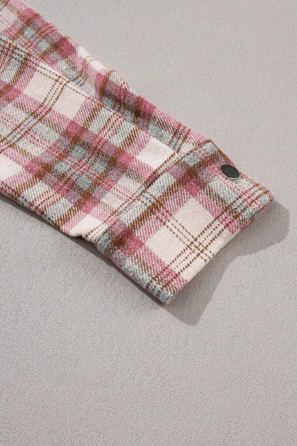 Multicolour Plaid Flap Pocket Hooded Raw Hem Jacket eAura