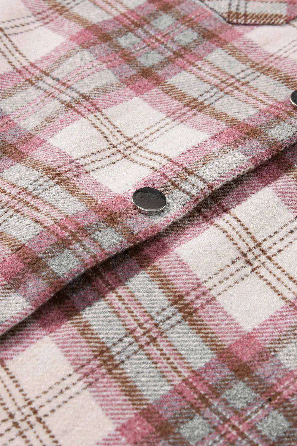 Multicolour Plaid Flap Pocket Hooded Raw Hem Jacket eAura