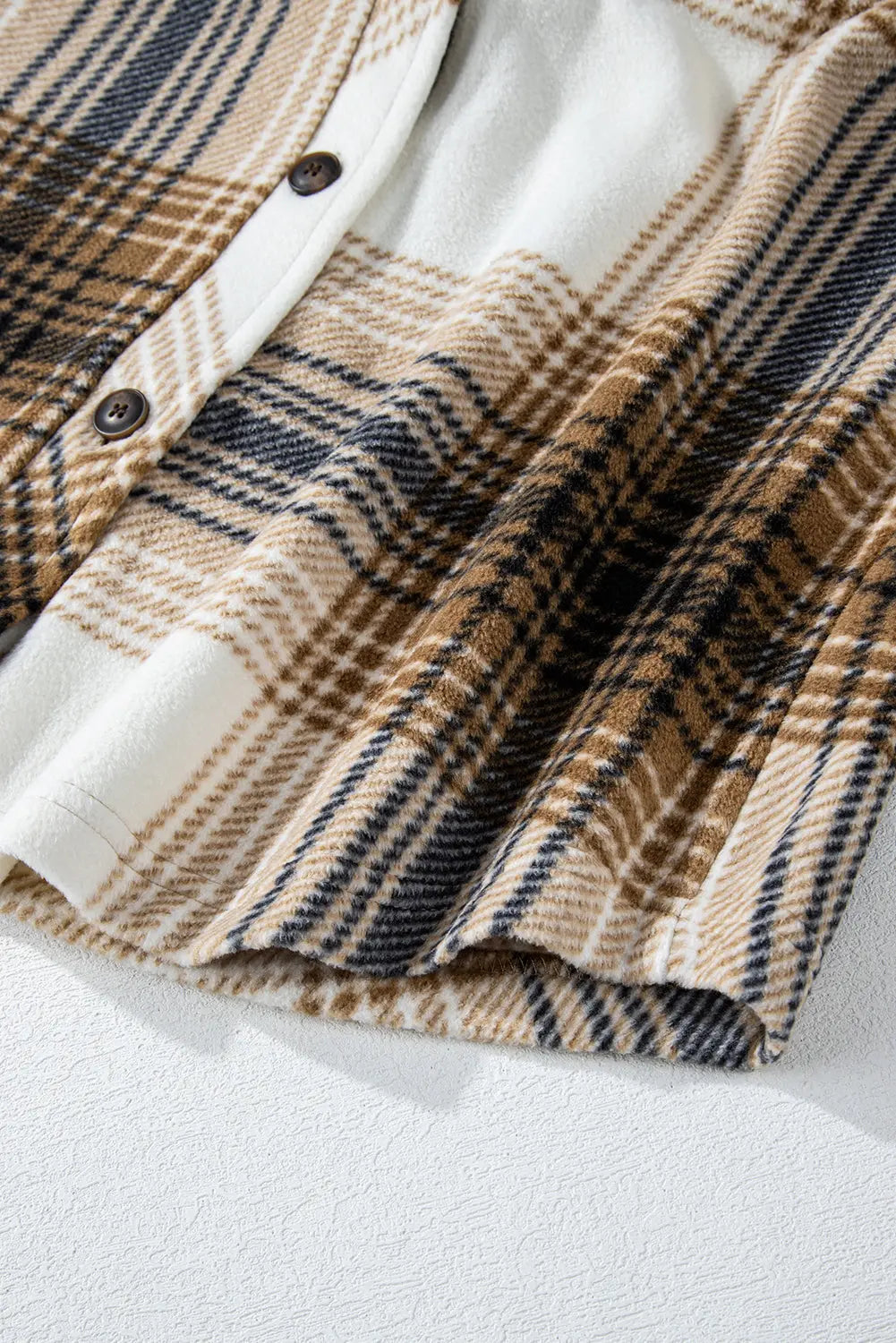 Multicolour Plaid Print Flap Pocket Button Up Shacket eAura