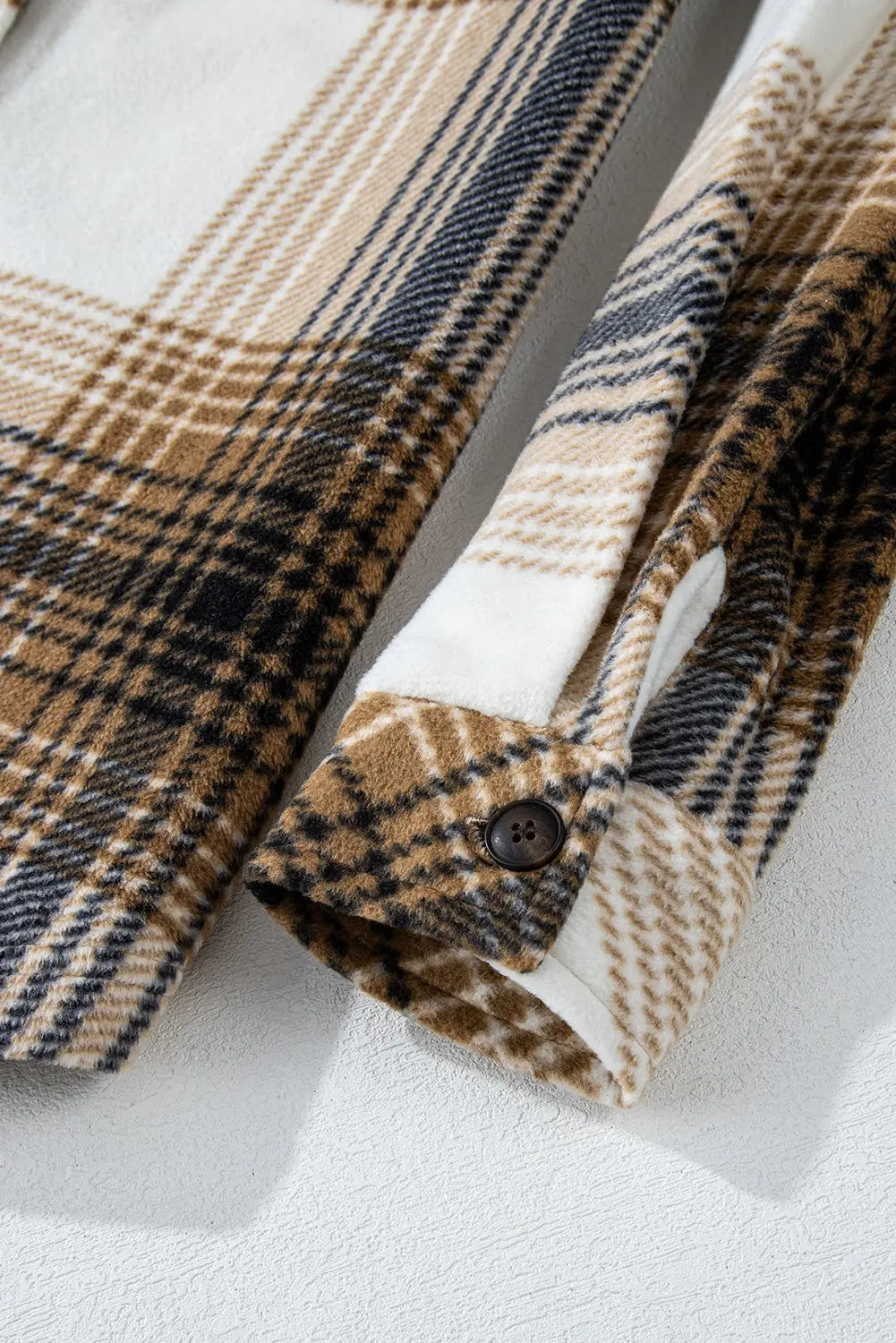 Multicolour Plaid Print Flap Pocket Button Up Shacket eAura