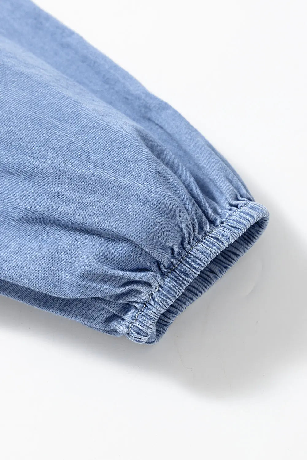 Myosotis Chambray Deep V Neck Bracelet Sleeve Maxi Dress - eAura