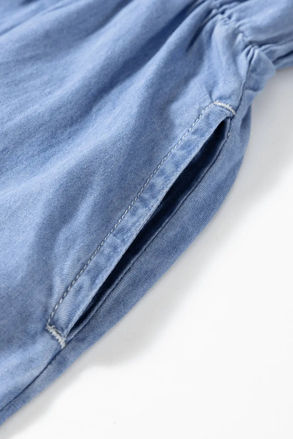 Myosotis Chambray Deep V Neck Bracelet Sleeve Maxi Dress - eAura