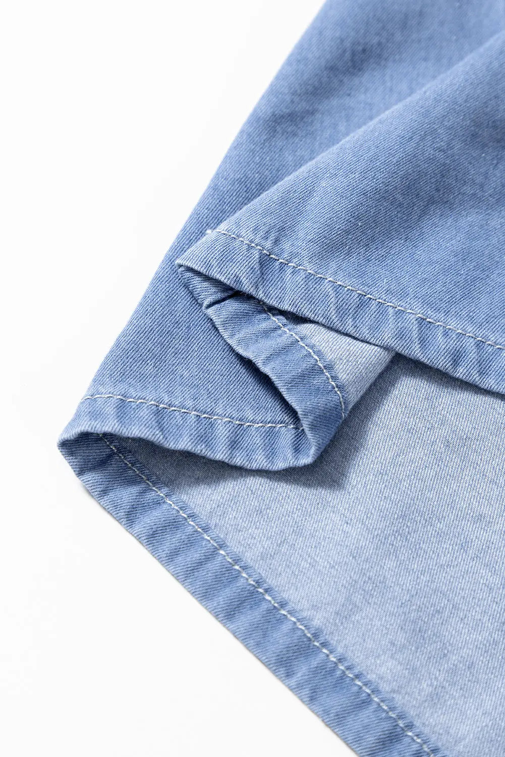 Myosotis Chambray Deep V Neck Bracelet Sleeve Maxi Dress - eAura