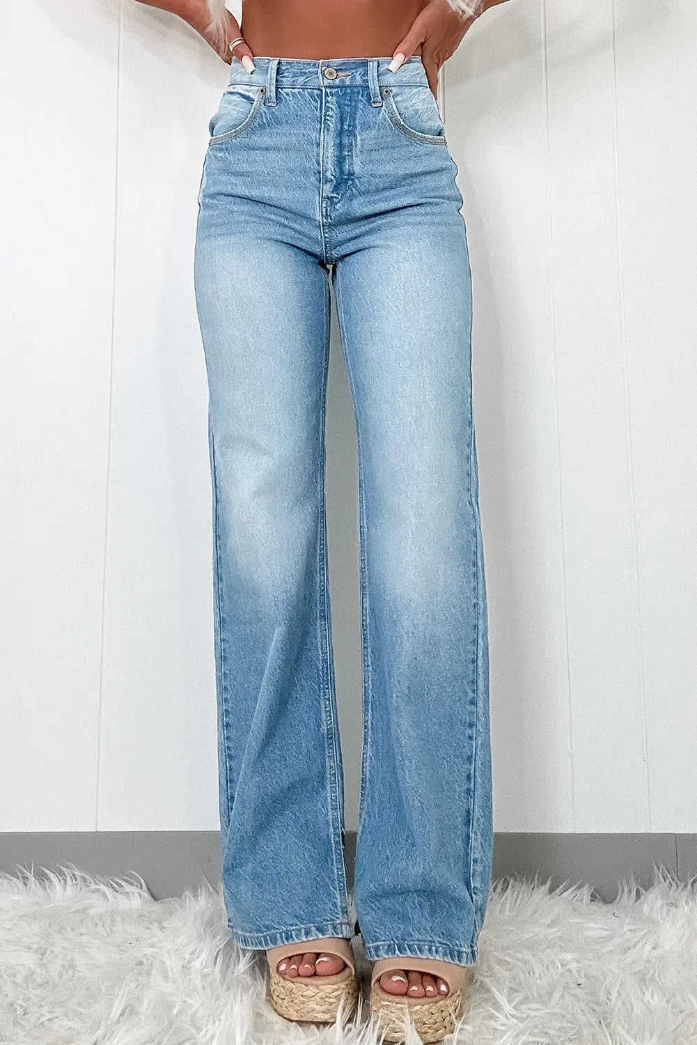Myosotis High Rise Shift Slit Leg Straight Jeans - eAura