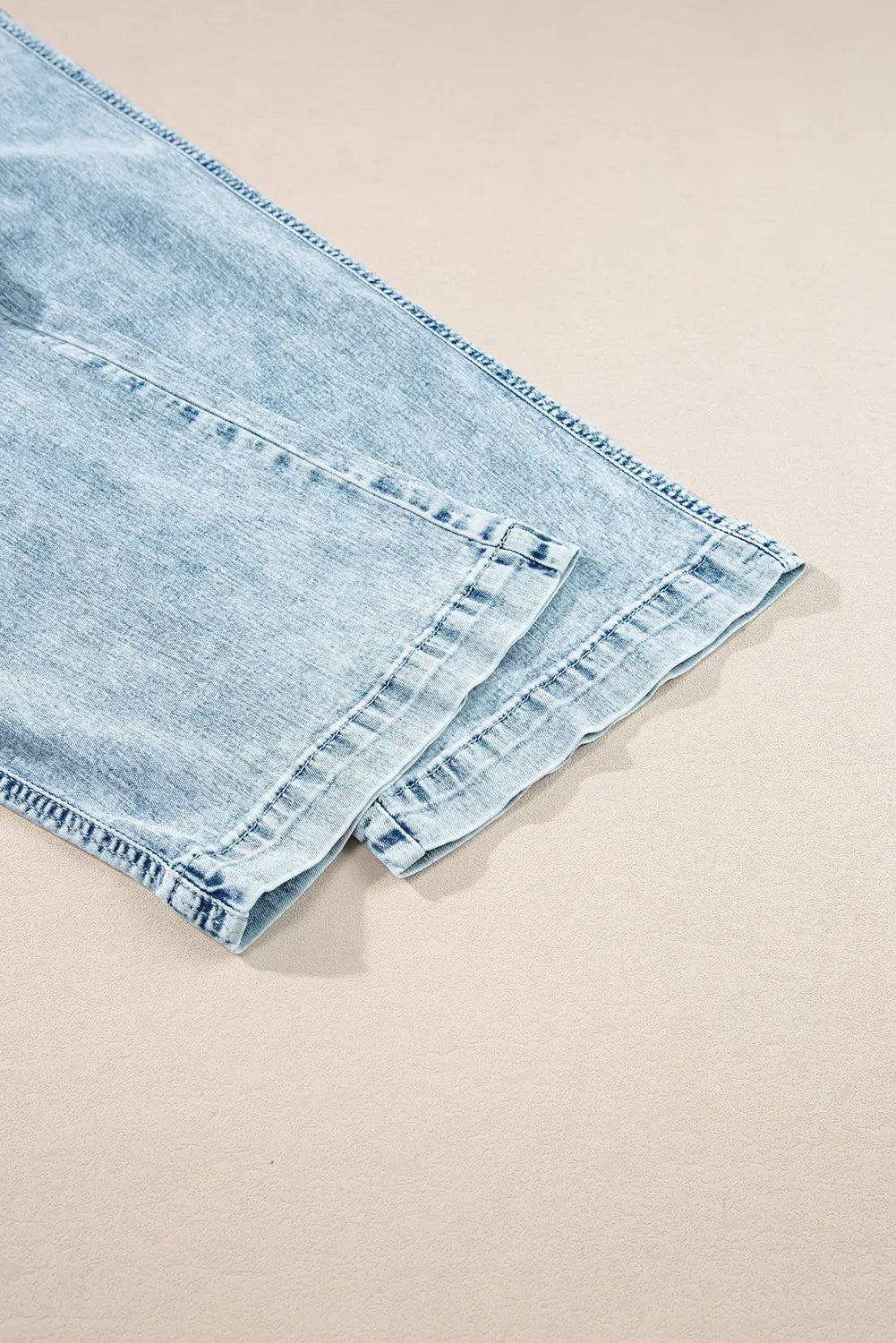 Myosotis Mineral Wash Drawstring Waist Loose Straight Denim Trousers eAura