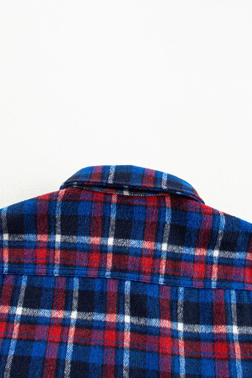 Navy Blue Plaid Flap Pocket Button Up Shacket Beagle Boutique Fashion Outlet