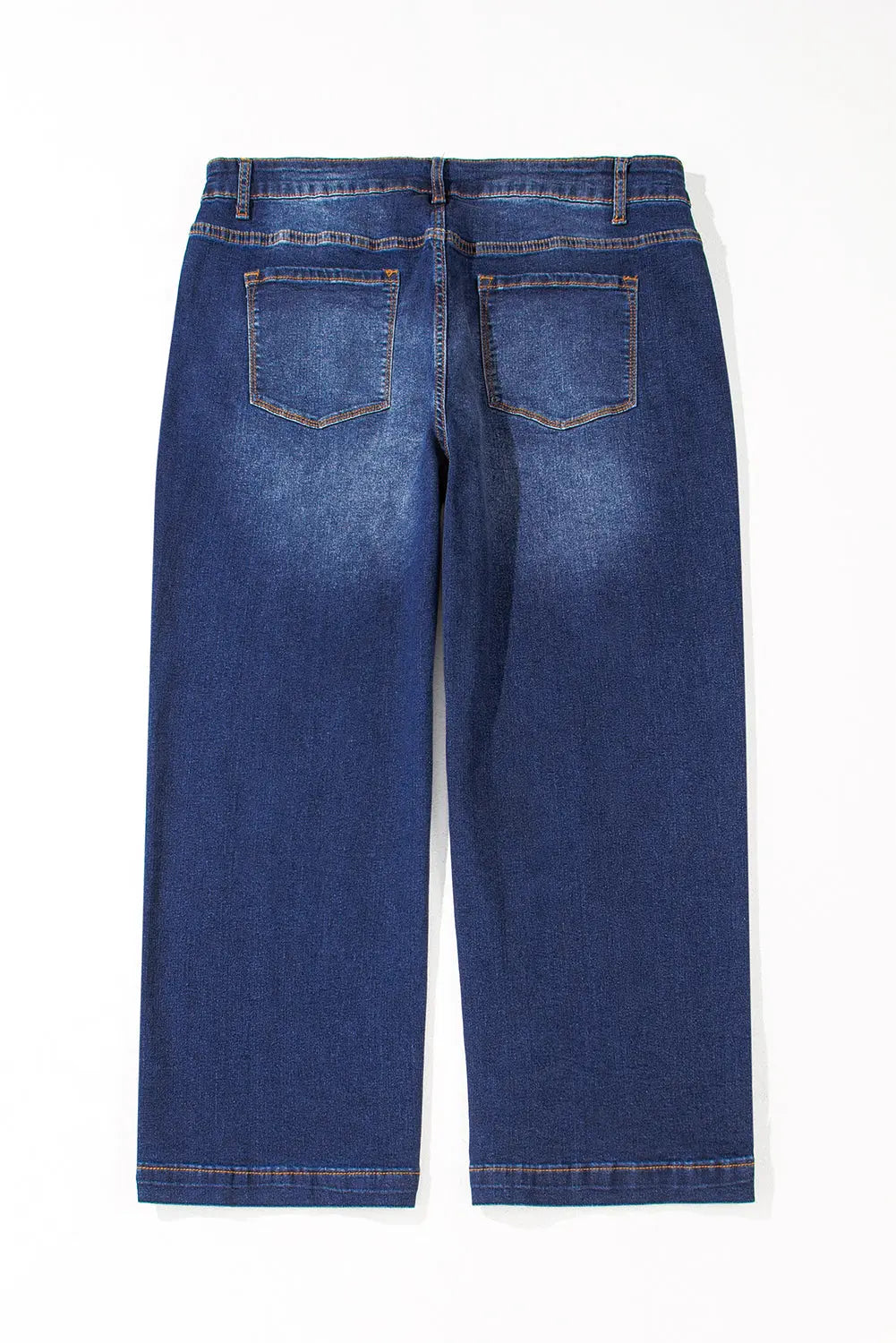 Navy Blue Plus Size Seamed Wide Leg High Waist Jeans Beagle Boutique Fashion Outlet