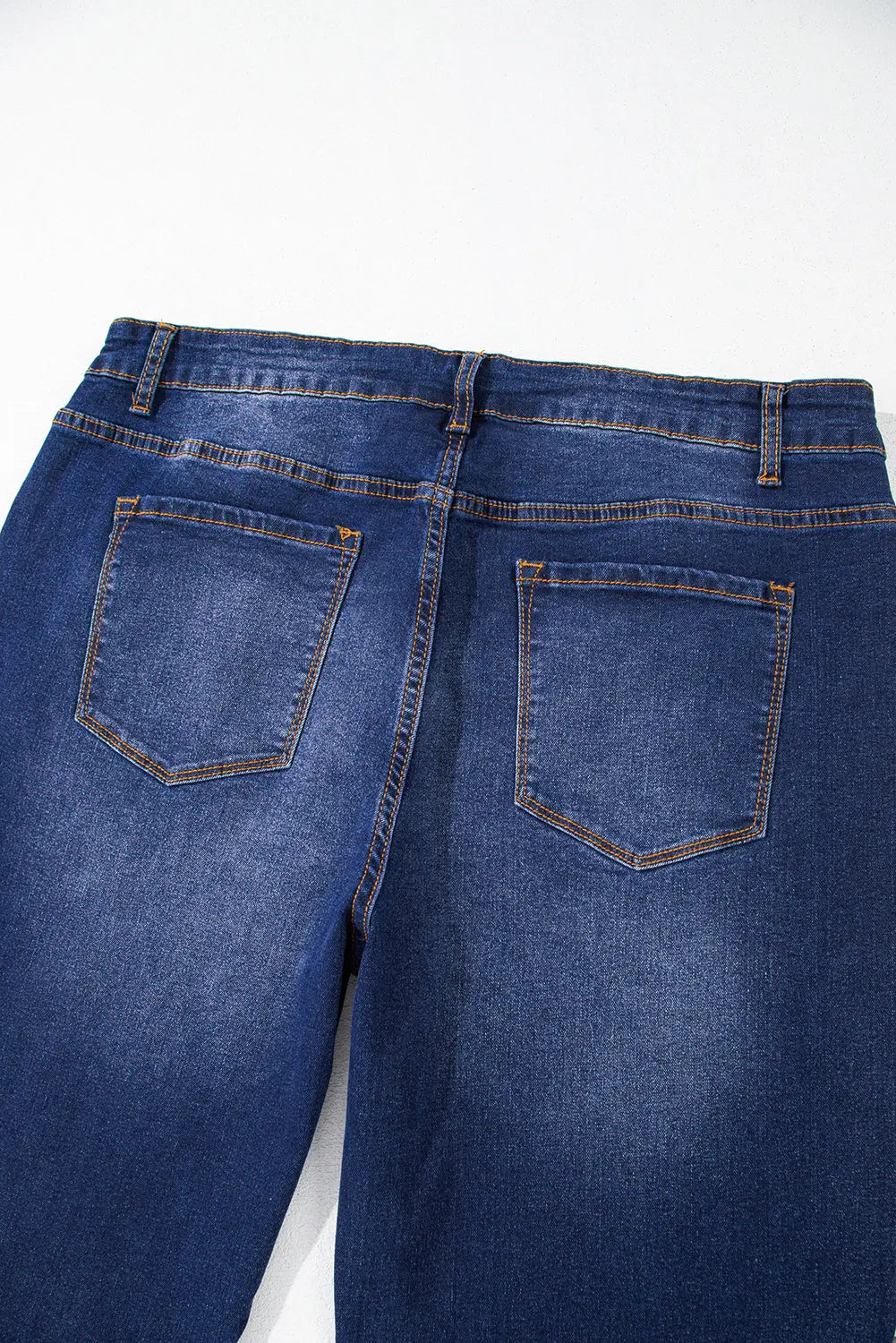 Navy Blue Plus Size Seamed Wide Leg High Waist Jeans Beagle Boutique Fashion Outlet