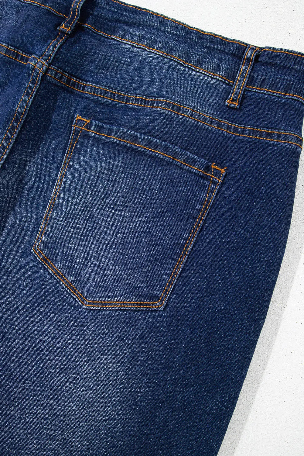 Navy Blue Plus Size Seamed Wide Leg High Waist Jeans Beagle Boutique Fashion Outlet