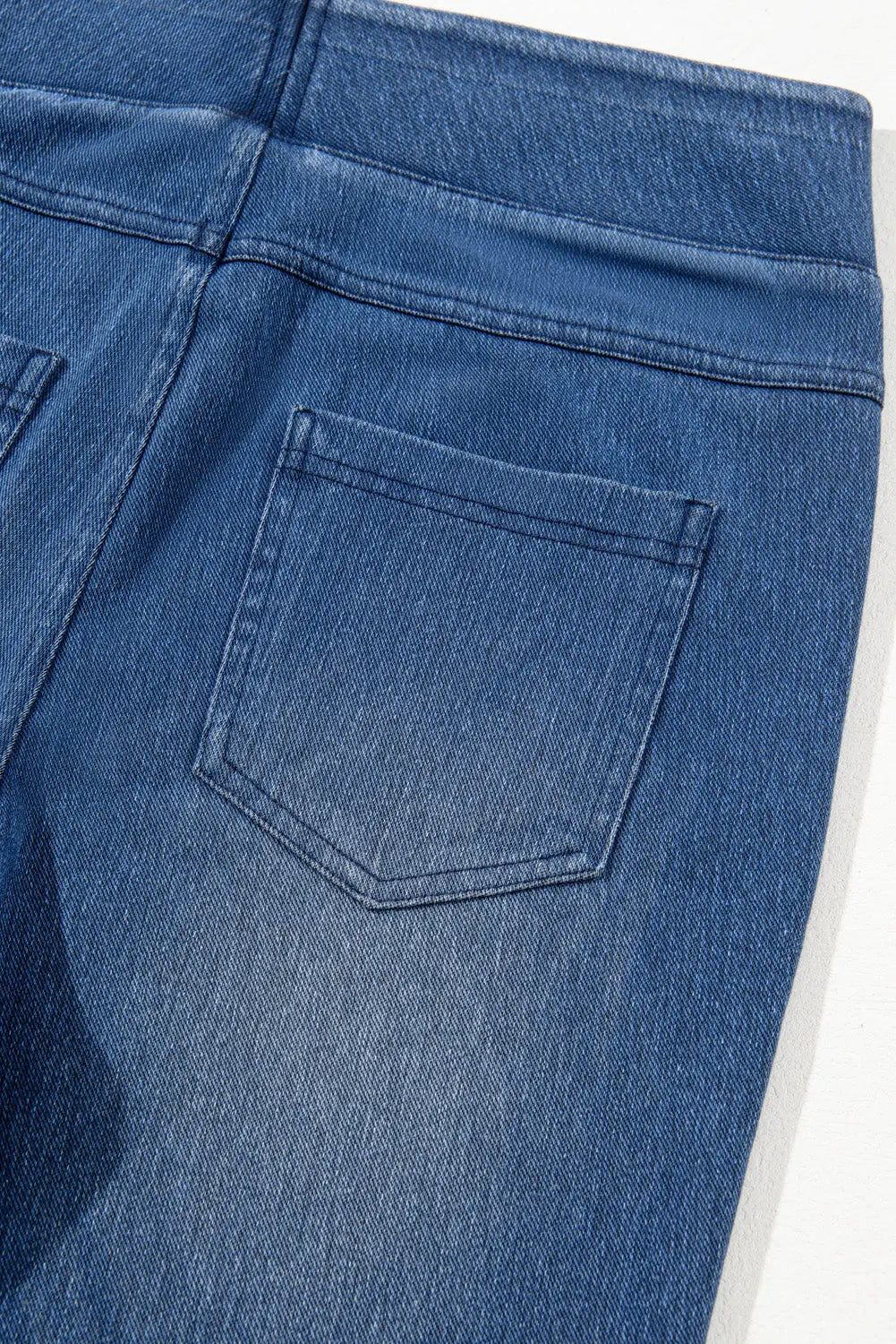 Navy Blue Skinny Elastic Waist Ankle Length Mid Waist Jeggings with Pockets eAura
