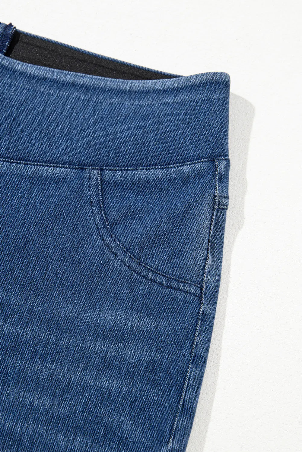 Navy Blue Skinny Elastic Waist Ankle Length Mid Waist Jeggings with Pockets eAura