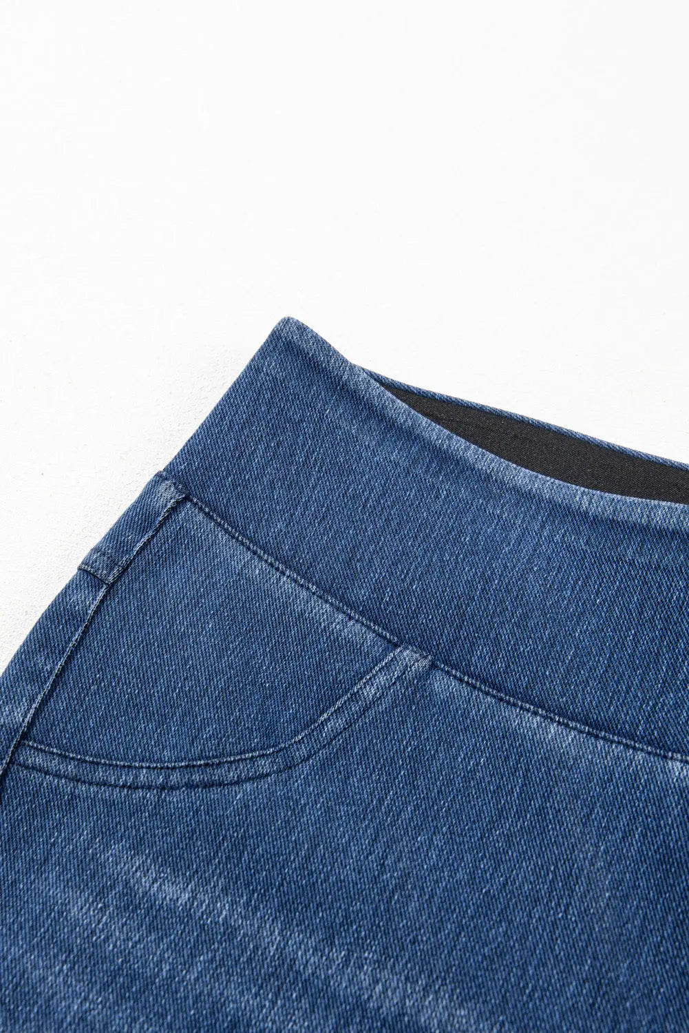 Navy Blue Skinny Elastic Waist Ankle Length Mid Waist Jeggings with Pockets eAura