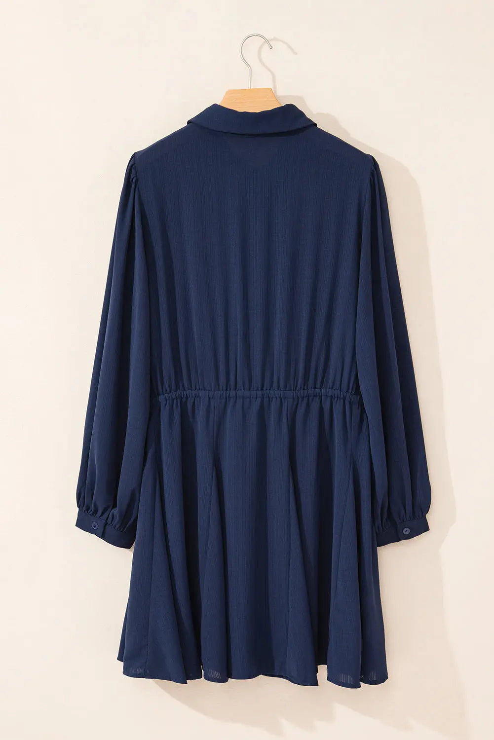 Navy Blue Solid Chest Pockets Tunic Shirt Mini Dress Beagle Boutique Fashion Outlet