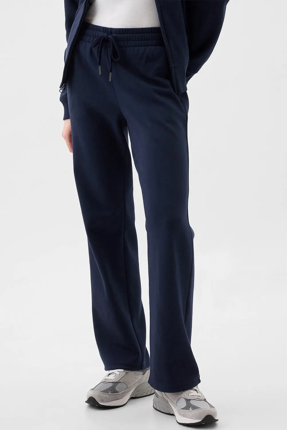 Navy Blue Solid Colour Fleece Lined Drawstring Waist Casual Trousers Beagle Boutique Fashion Outlet