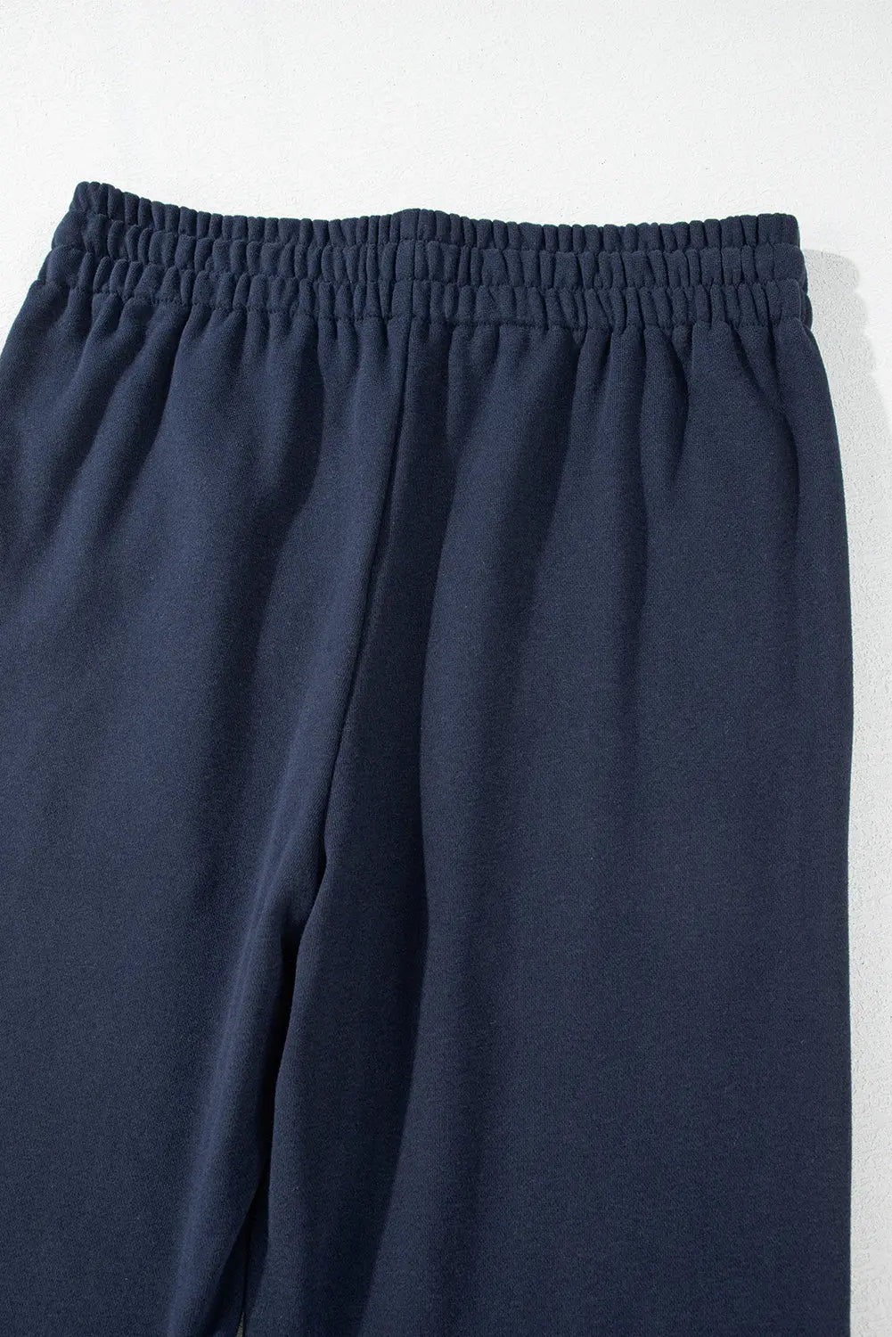 Navy Blue Solid Colour Fleece Lined Drawstring Waist Casual Trousers Beagle Boutique Fashion Outlet