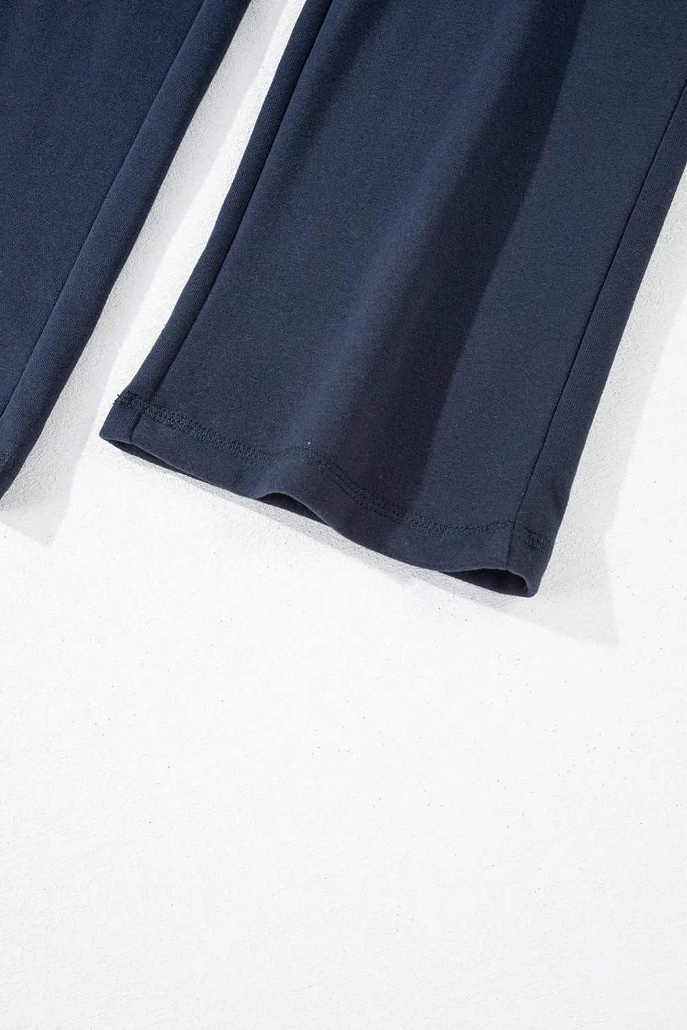 Navy Blue Solid Colour Fleece Lined Drawstring Waist Casual Trousers Beagle Boutique Fashion Outlet