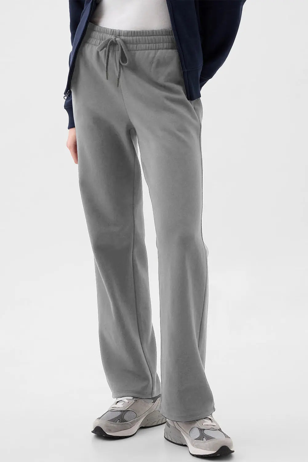 Navy Blue Solid Colour Fleece Lined Drawstring Waist Casual Trousers Beagle Boutique Fashion Outlet
