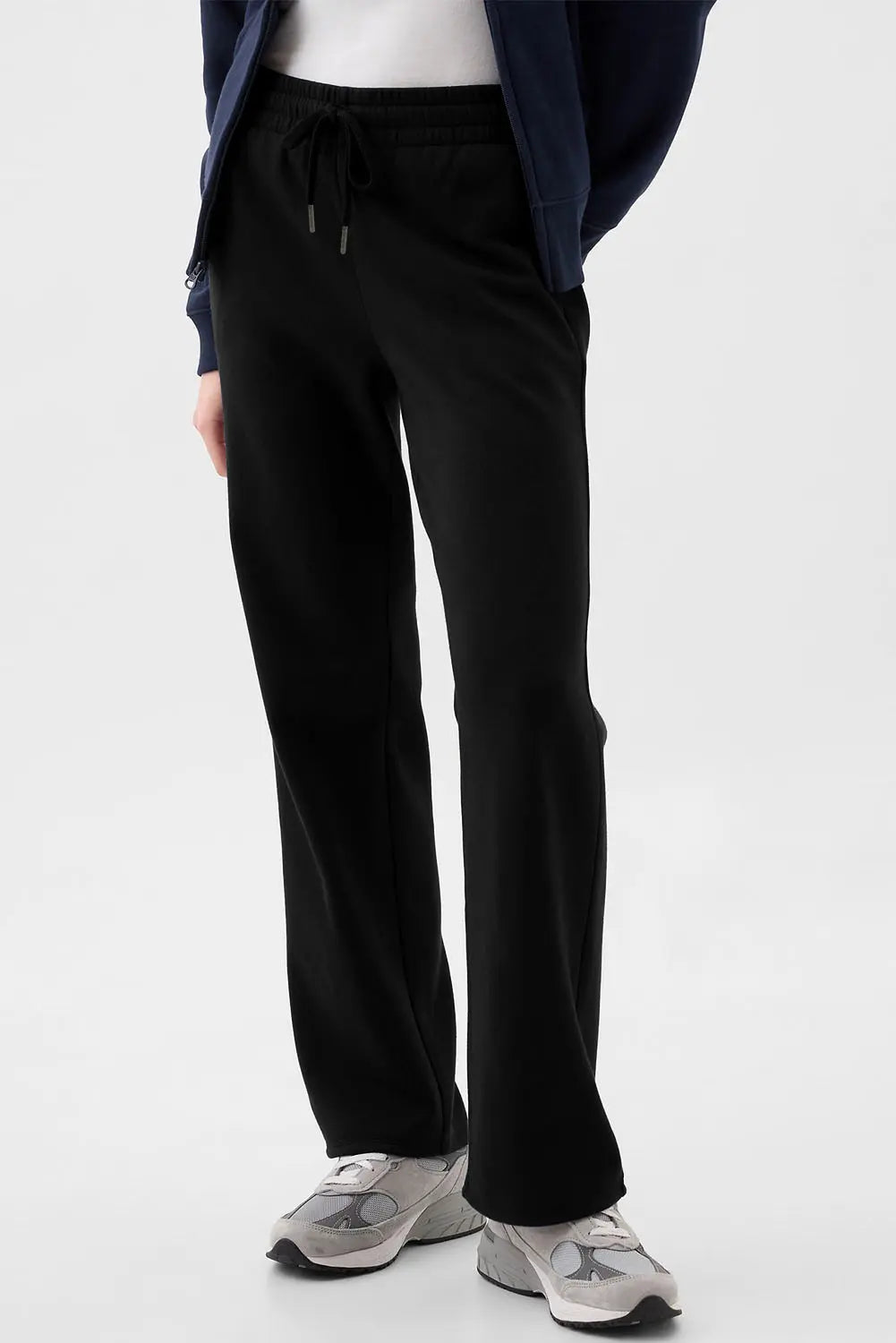 Navy Blue Solid Colour Fleece Lined Drawstring Waist Casual Trousers Beagle Boutique Fashion Outlet