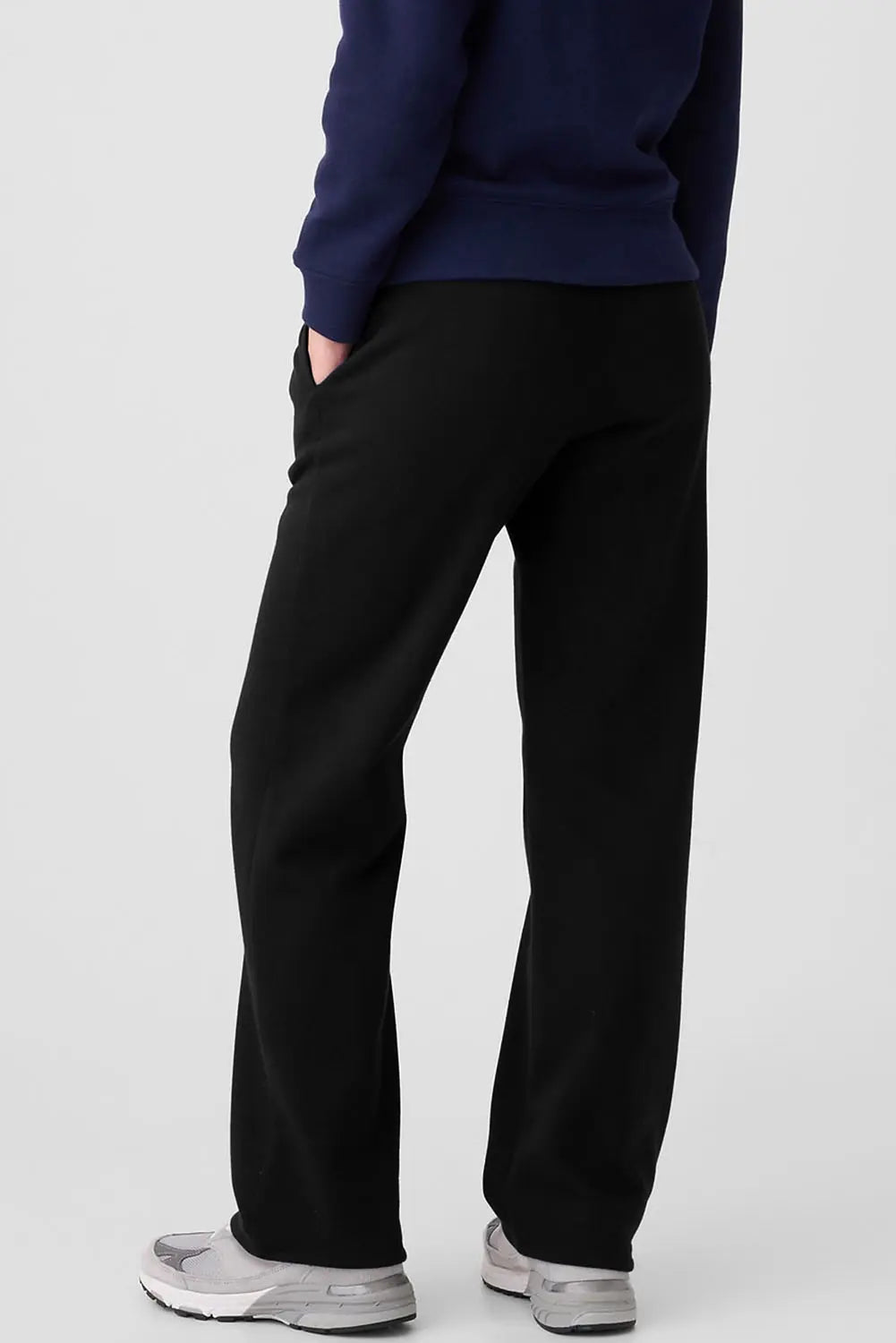 Navy Blue Solid Colour Fleece Lined Drawstring Waist Casual Trousers Beagle Boutique Fashion Outlet