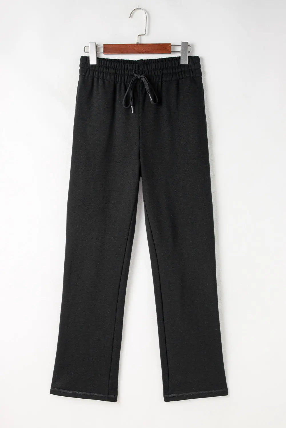 Navy Blue Solid Colour Fleece Lined Drawstring Waist Casual Trousers Beagle Boutique Fashion Outlet