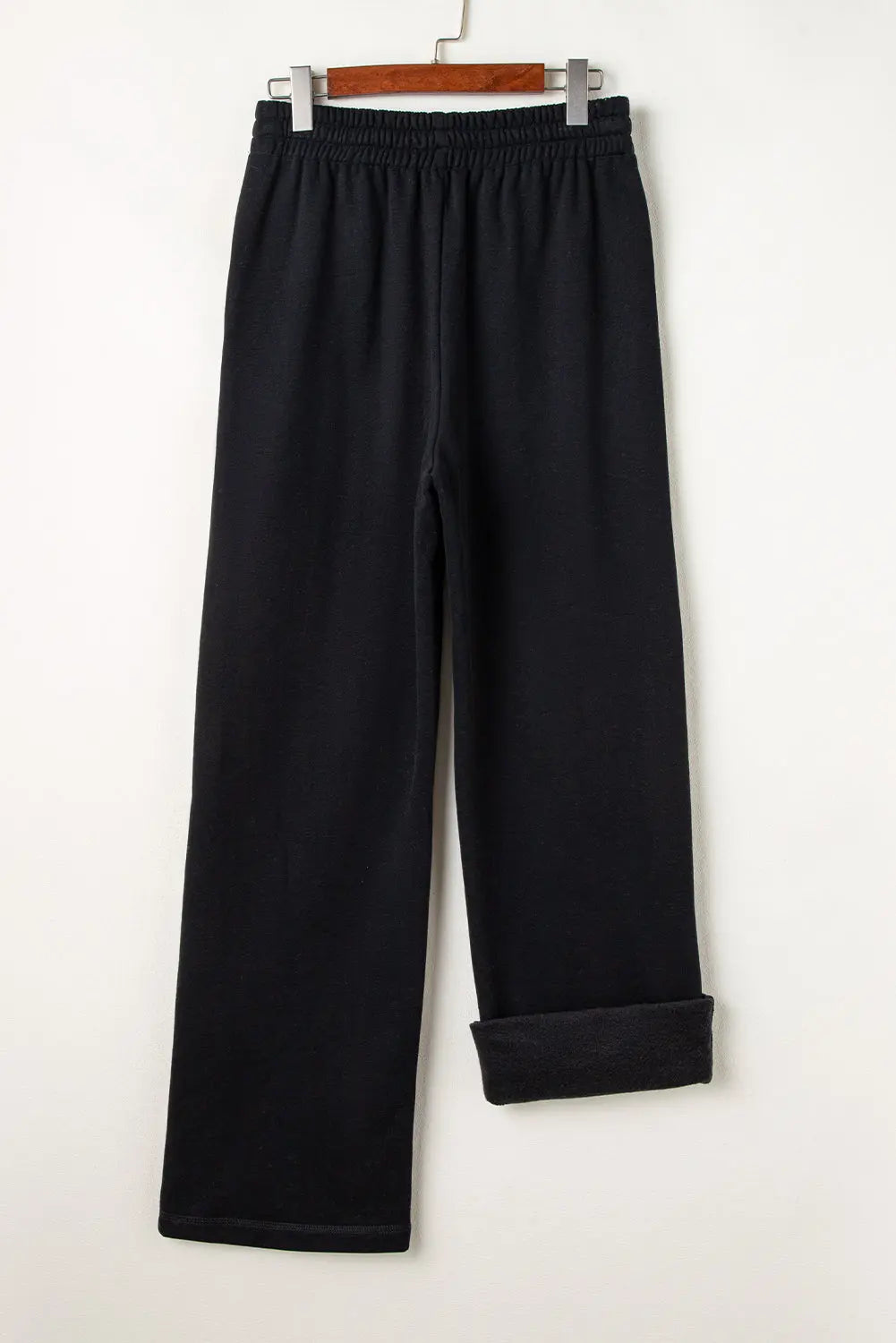 Navy Blue Solid Colour Fleece Lined Drawstring Waist Casual Trousers Beagle Boutique Fashion Outlet