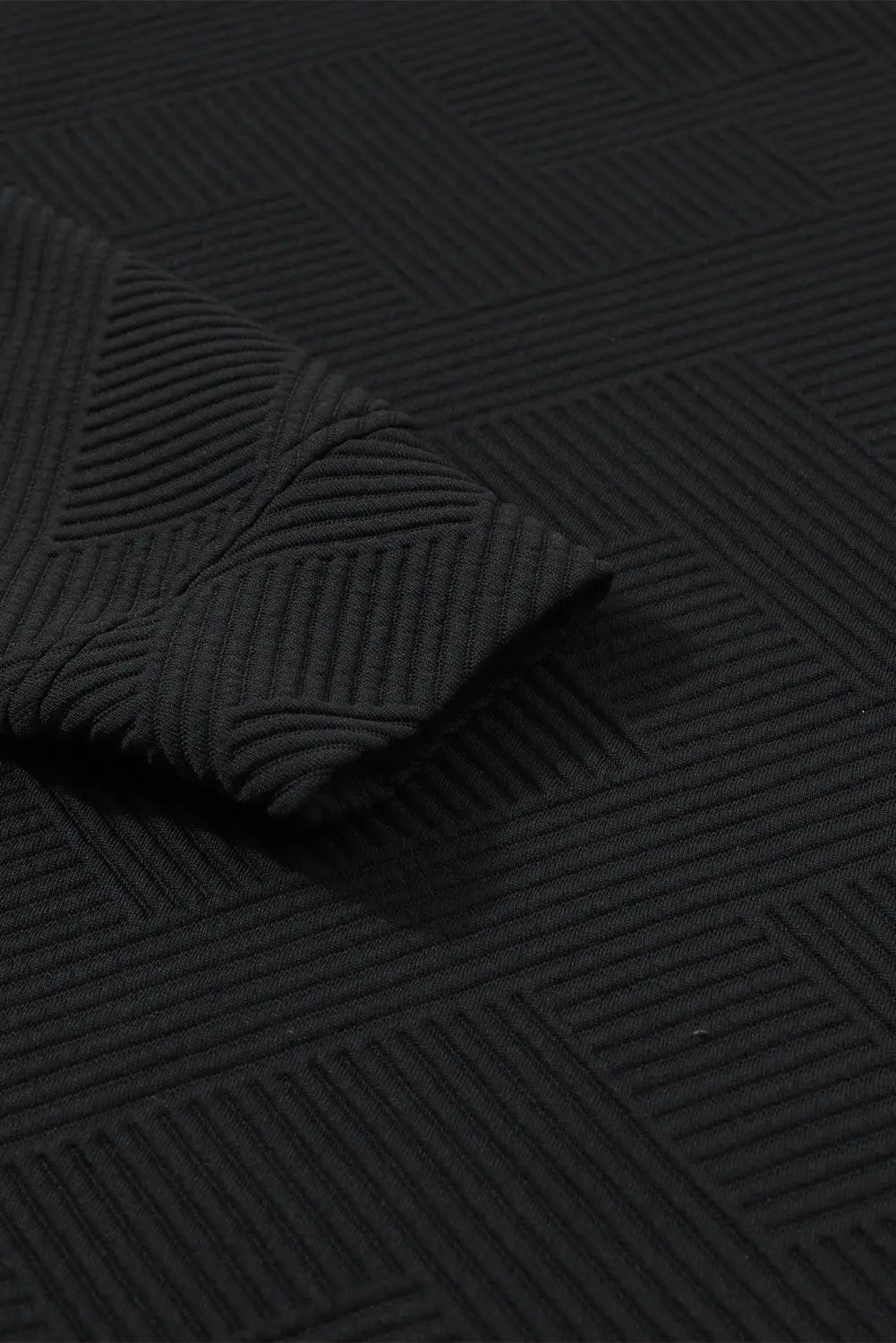 Navy Blue Textured Loose Slouchy Long Sleeve Top and Trousers Set - eAura