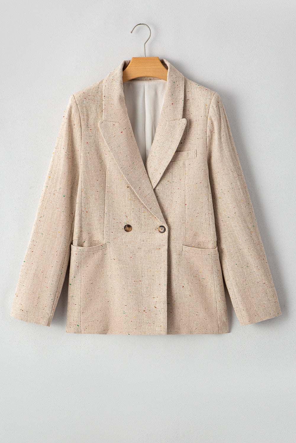 Oatmeal Single Breasted Elegant Suit Jacket - eAura