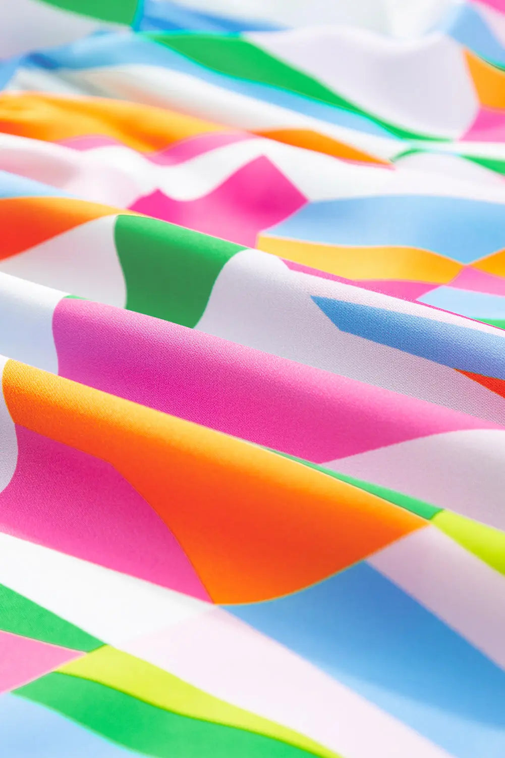 Orange Abstract Print Ruffled Sleeve V Neck Dress - eAura