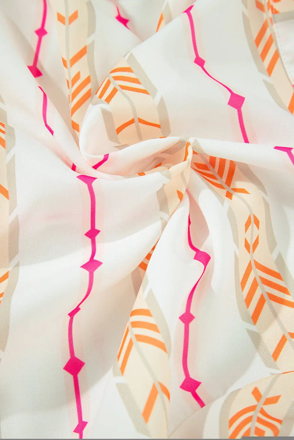 Orange Bohemian Printed Bracelet Sleeve Slit Neck Ruffled Loose Dress - eAura