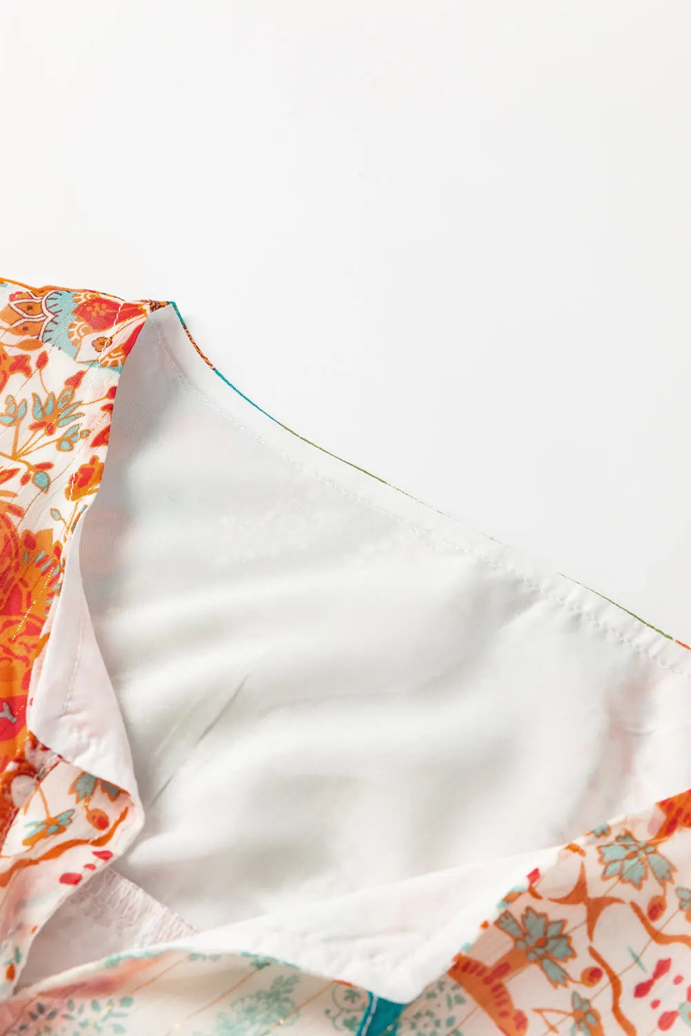 Orange Boho Paisley Mixed Print 3/4 Sleeve Chiffon Loose Dress - eAura