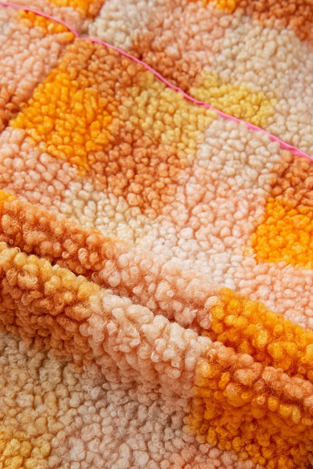 Orange Checkered Sherpa Hooded Jacket - eAura