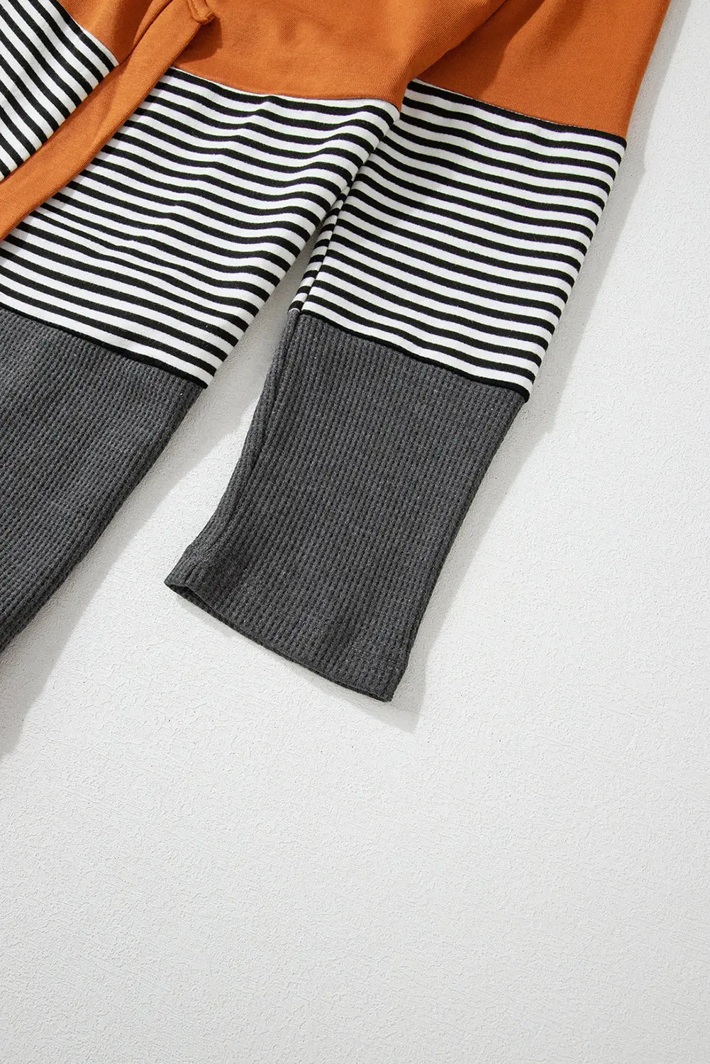 Orange Colorblock Striped Patchwork Open Cardigan - eAura