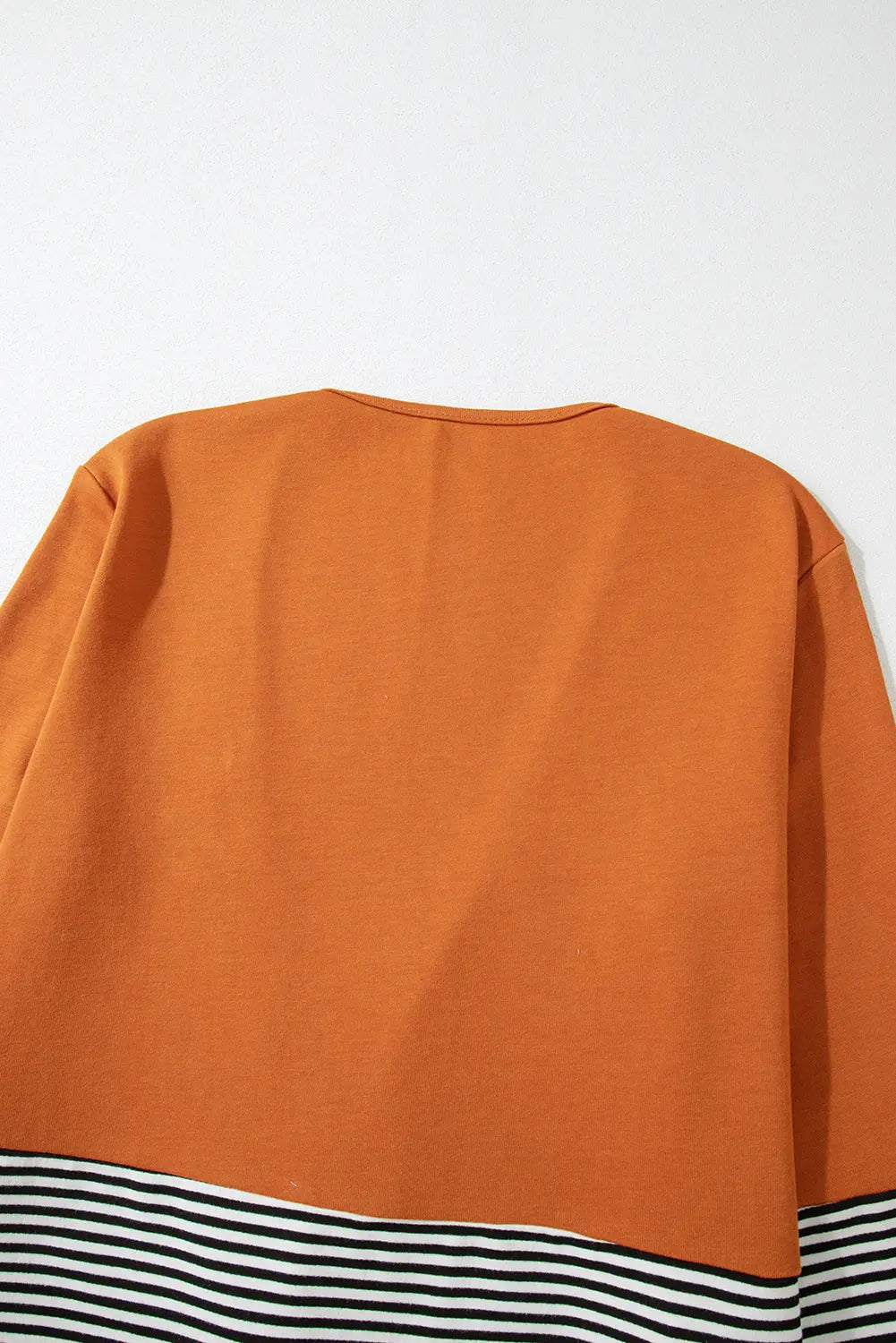 Orange Colorblock Striped Patchwork Open Cardigan - eAura