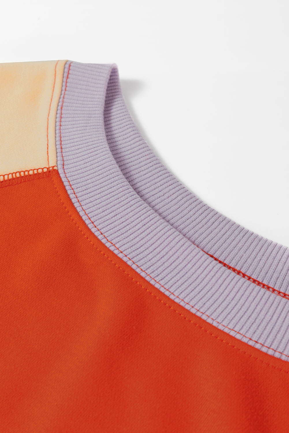 Orange Colour Block Side Slits Raglan Sleeve Loose Fit Top - eAura