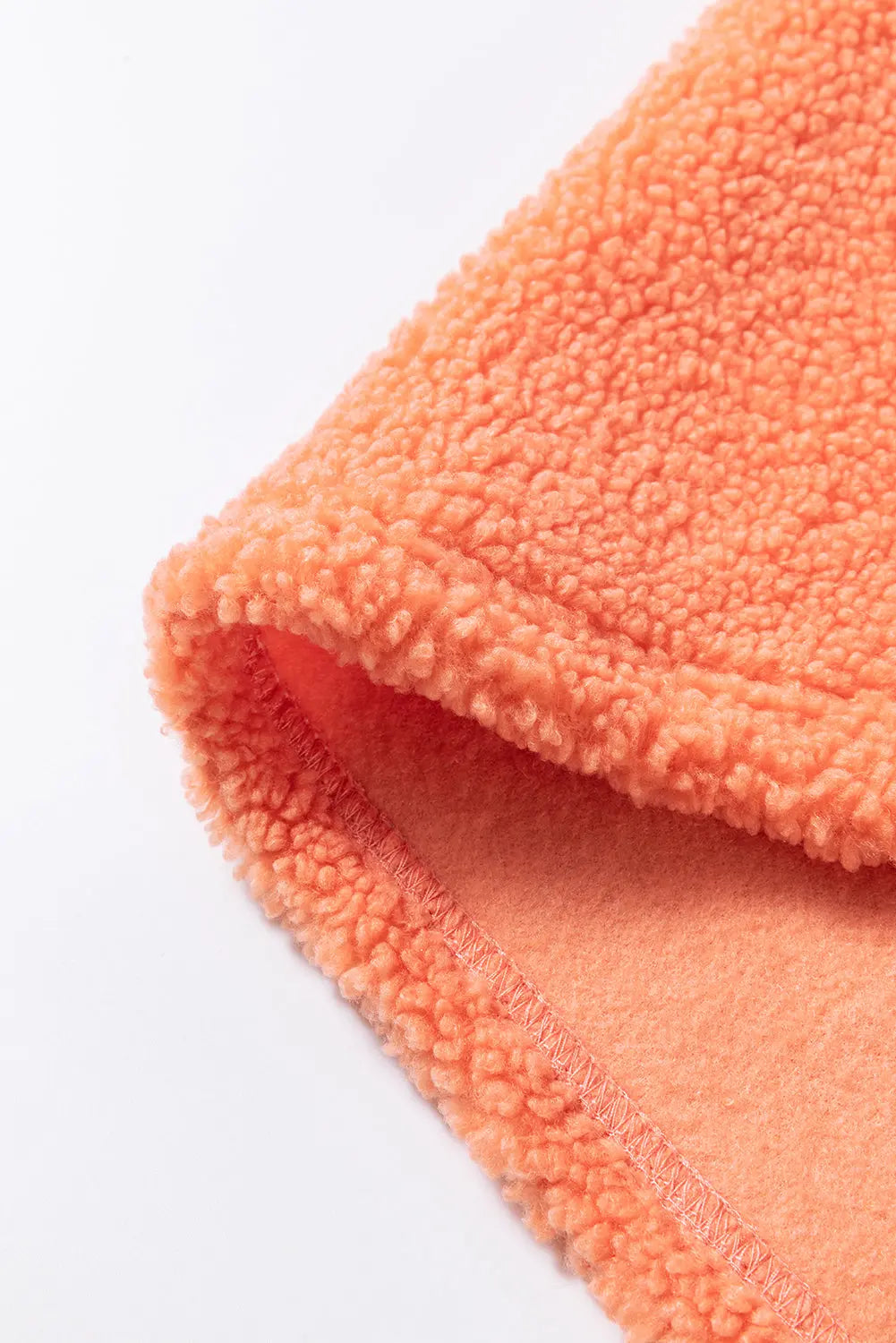 Orange Colourblock Half Zipper Stand Neck Sherpa Sweatshirt Beagle Boutique Fashion Outlet