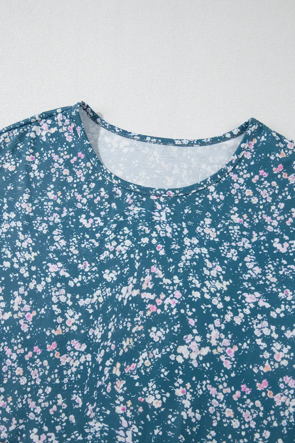 Orange Floral Colour Block Ruffled Hem Round Neck Blouse Beagle Boutique Fashion Outlet