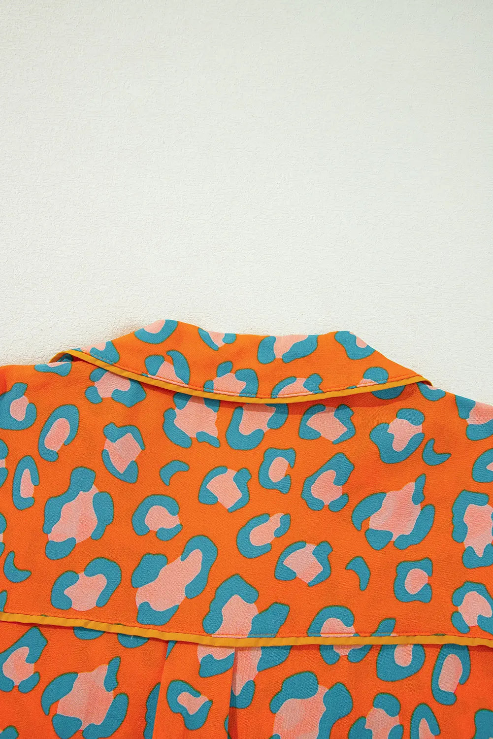 Orange Leopard Print Long Sleeve Shirt and Shorts Pyjama Set eAura