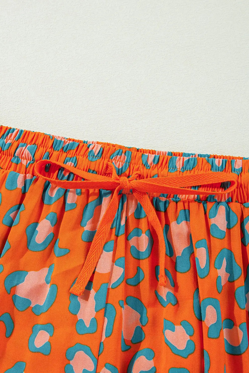 Orange Leopard Print Long Sleeve Shirt and Shorts Pyjama Set eAura