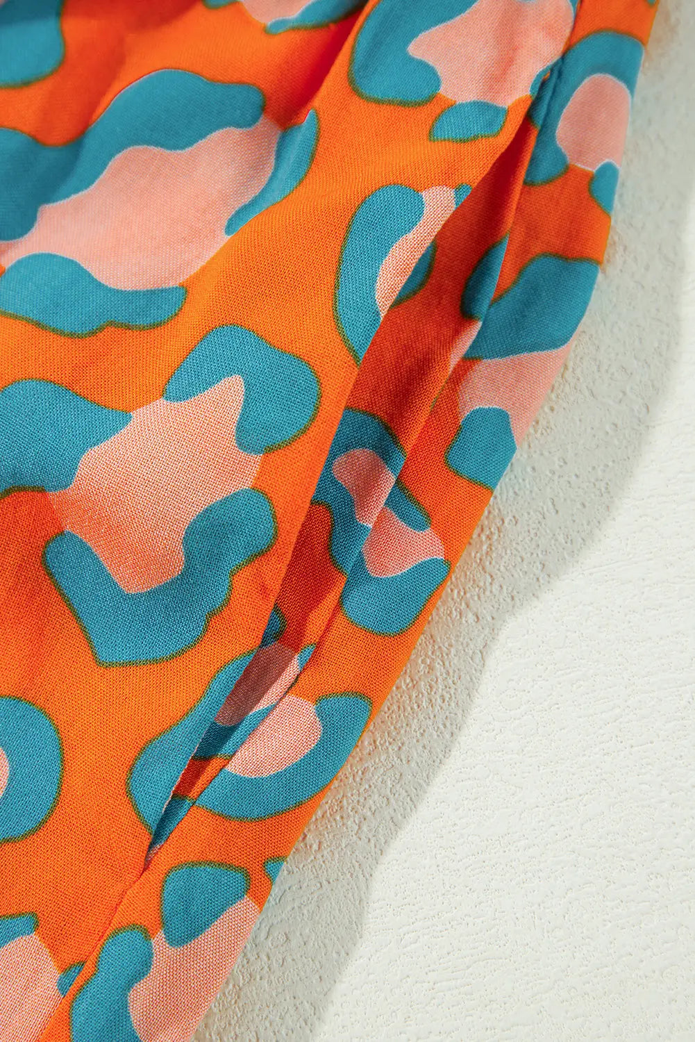 Orange Leopard Print Long Sleeve Shirt and Shorts Pyjama Set eAura