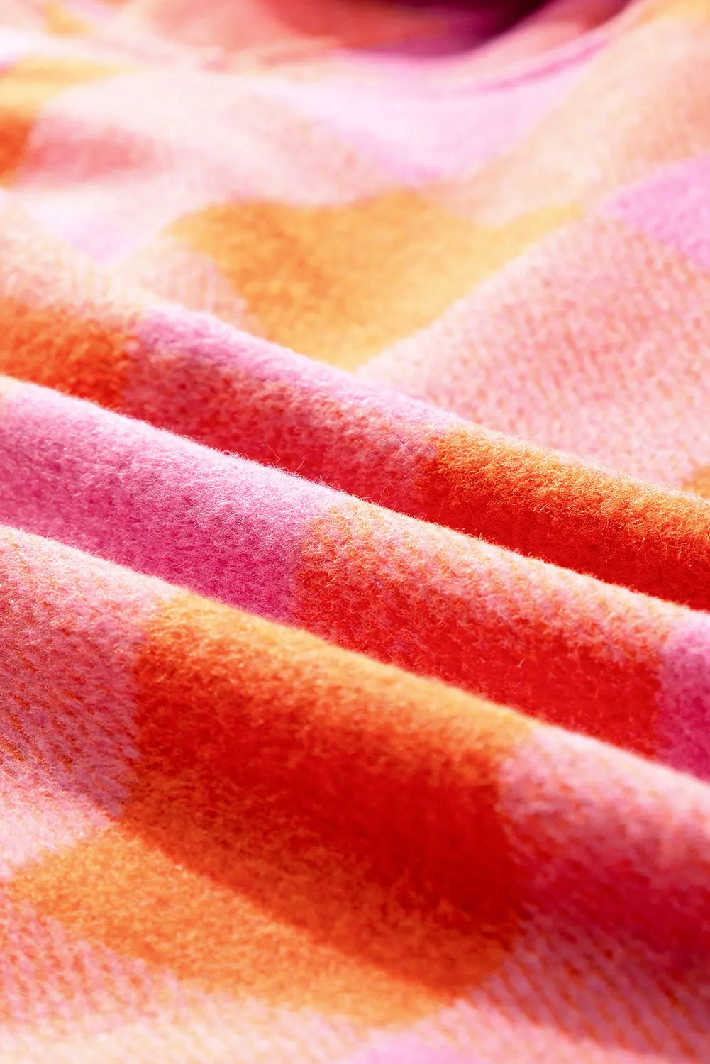 Orange Plaid Chest Pockets Button-up Turn Down Collar Jacket eAura