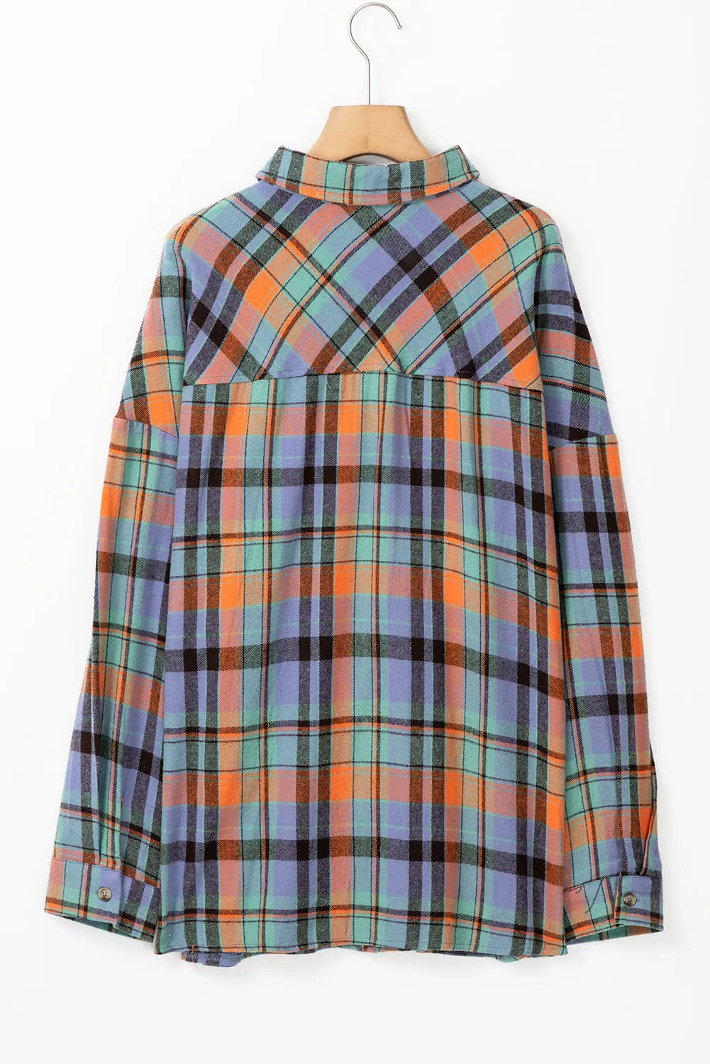 Orange Plus Size Plaid Print Buttoned Shirt - eAura