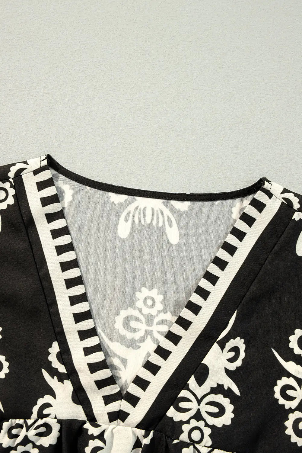 Orange Vintage Geometric Printed 3/4 Sleeve V Neck Blouse Beagle Boutique Fashion Outlet