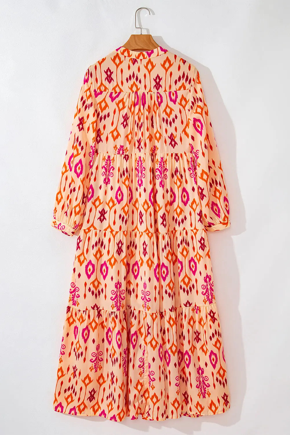 Orange Western Abstract Geometric Printed Maxi Dress - eAura