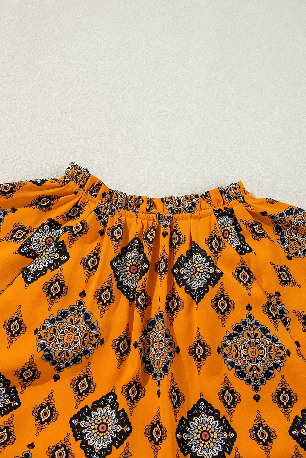 Orange Western Geometric Print Tiered Frilled Loose Fit Midi Dress Beagle Boutique Fashion Outlet