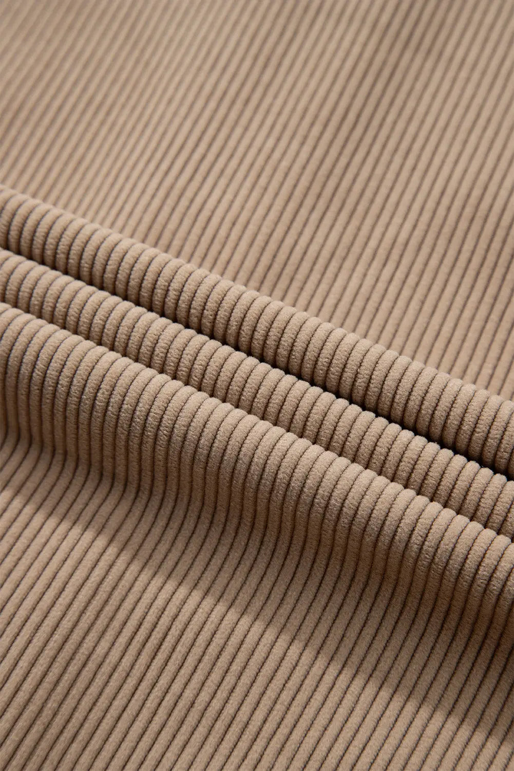 Pale Khaki Hooded Drawstring Pockets Corduroy Shacket - eAura