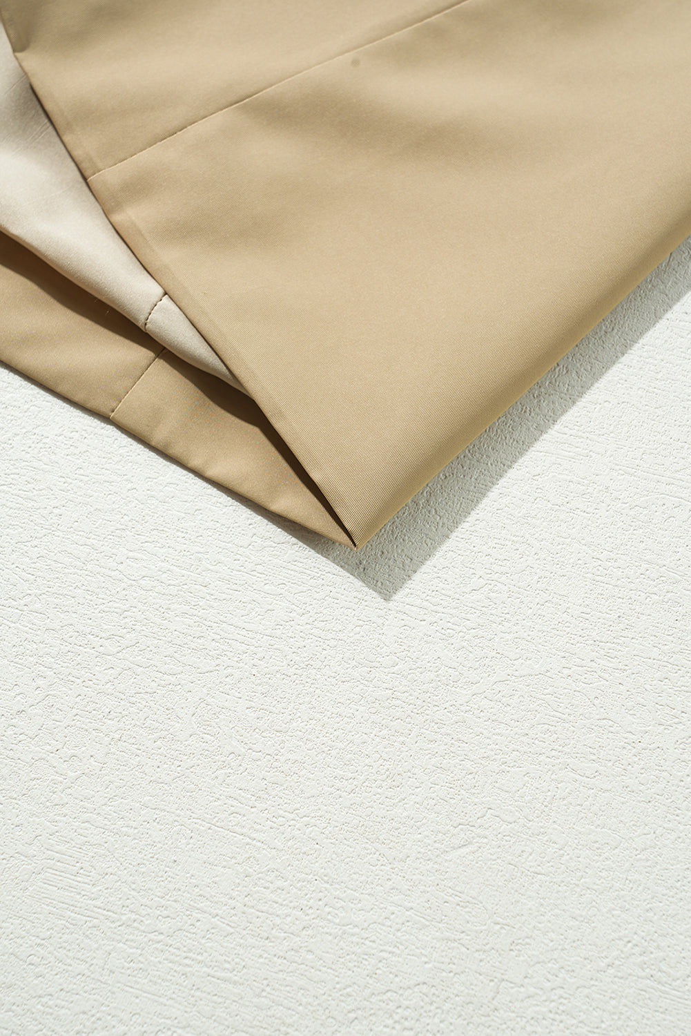 Pale Khaki Solid Colour Lapel Collar Waist Tie Wind Coat - Outerwear/Coats