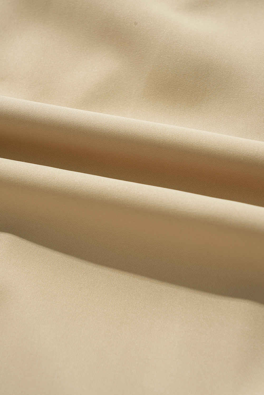Pale Khaki Solid Colour Lapel Collar Waist Tie Wind Coat - Outerwear/Coats