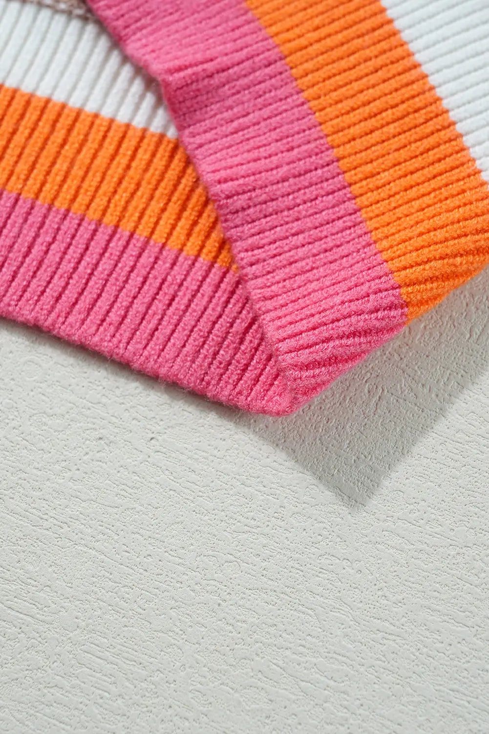 Parchment Colorblock Striped Trim Drop Shoulder Sweater - eAura