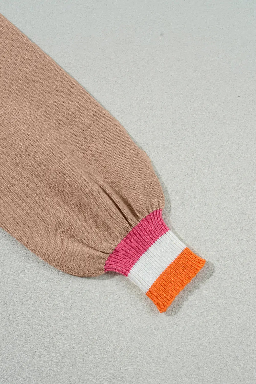 Parchment Colorblock Striped Trim Drop Shoulder Sweater - eAura